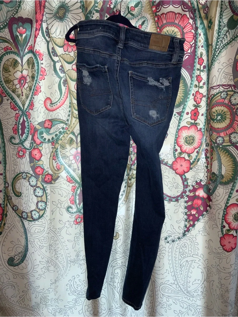 American Eagle Women Sz 00 High Rise Jegging Next Level Stretch Distressed Jeans